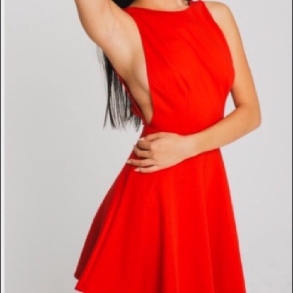 American Apparel Red skater dress with side cutout
